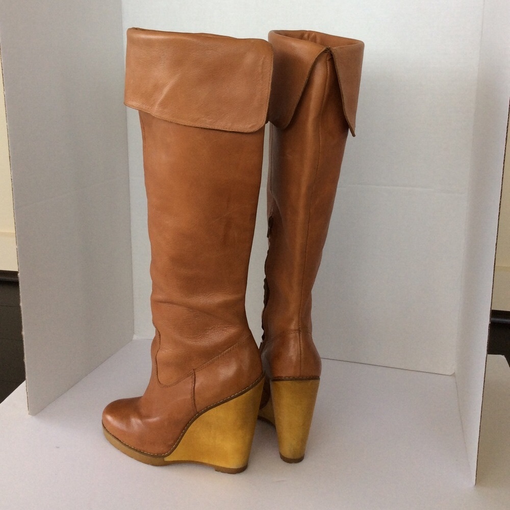 Ralph Lauren knee high wedge boots. Unique!